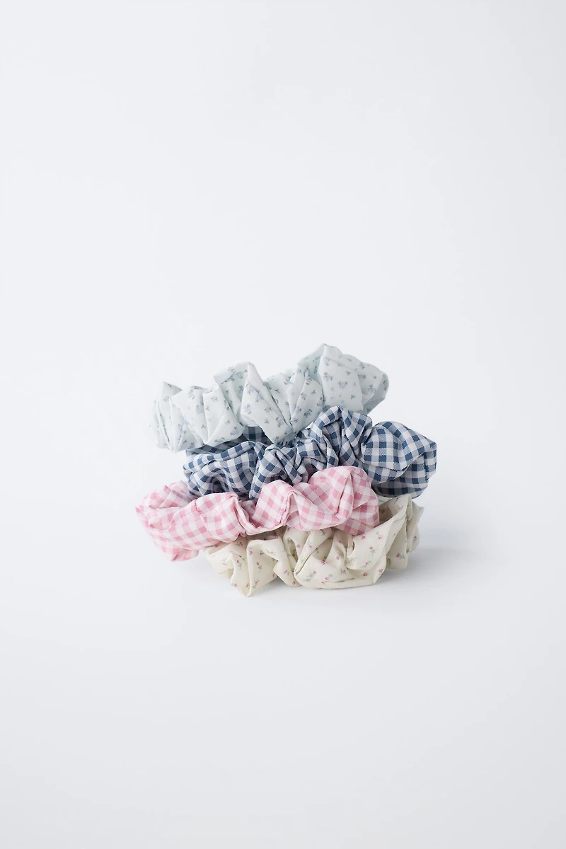 FOUR-PACK OF GINGHAM SCRUNCHIES