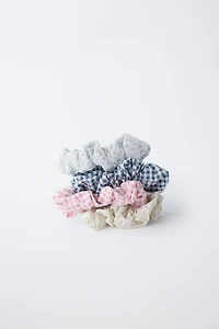 FOUR-PACK OF GINGHAM SCRUNCHIES