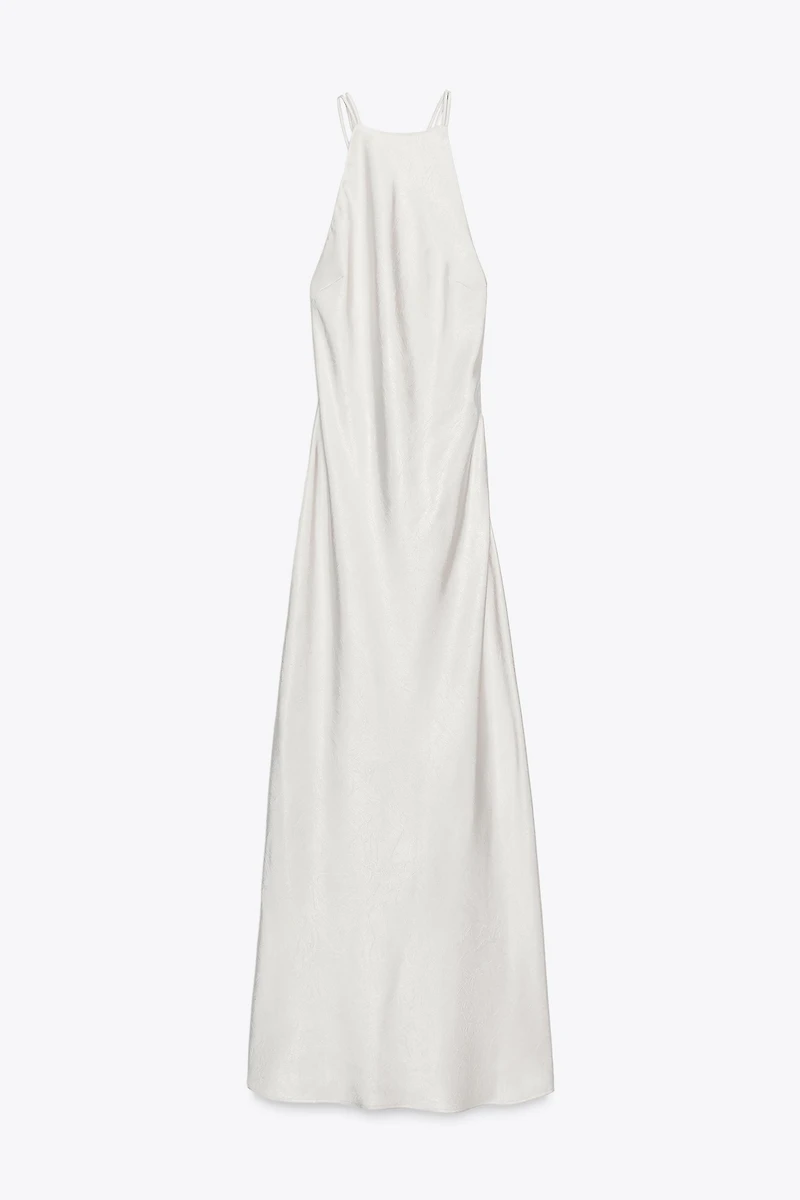 OPEN BACK SATIN EFFECT MIDI DRESS