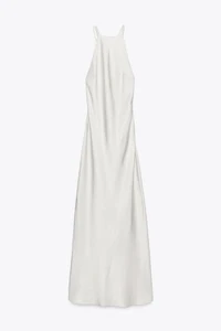 OPEN BACK SATIN EFFECT MIDI DRESS