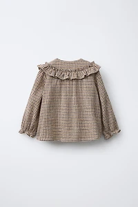 PLAID RUFFLE BLOUSE