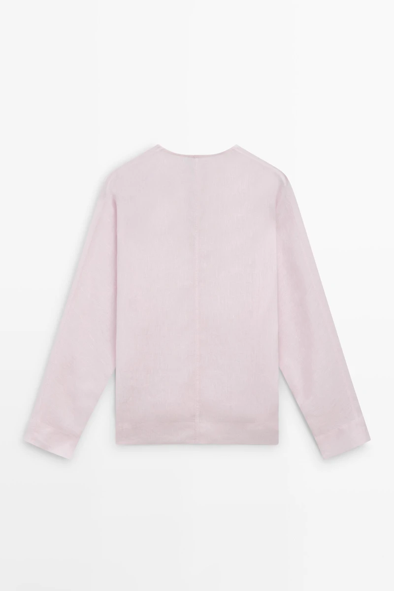 100% linen V-neck blouse