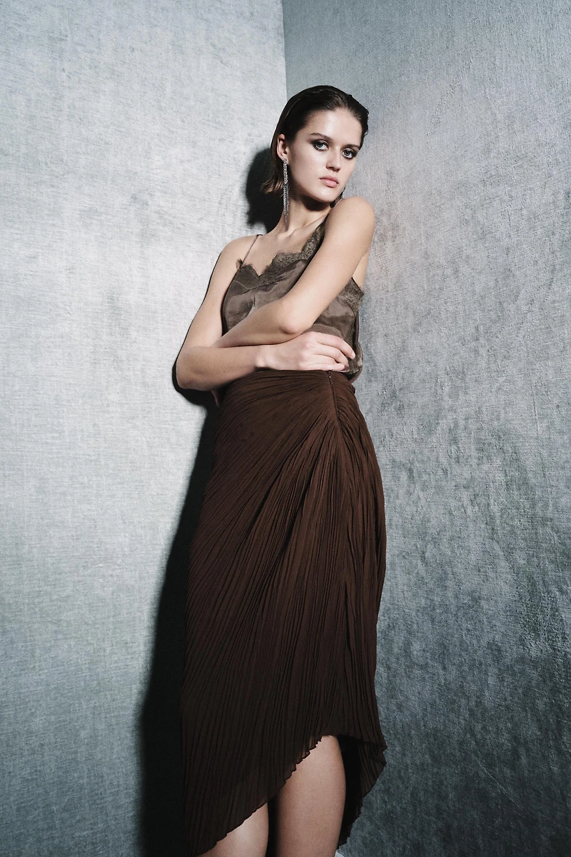 ZW COLLECTION PLEATED MIDI SKIRT