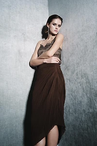 ZW COLLECTION PLEATED MIDI SKIRT