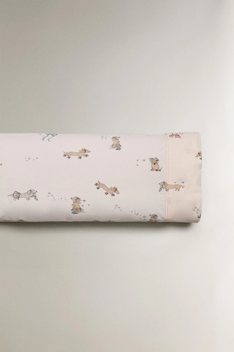 CHILDREN'S SKATING DOG PILLOWCASE