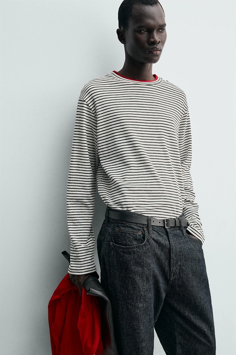 CONTRAST STRIPED T-SHIRT