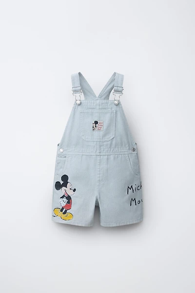 MICKEY MOUSE © DISNEY STRIPED CANVAS SHORT OVERALLS