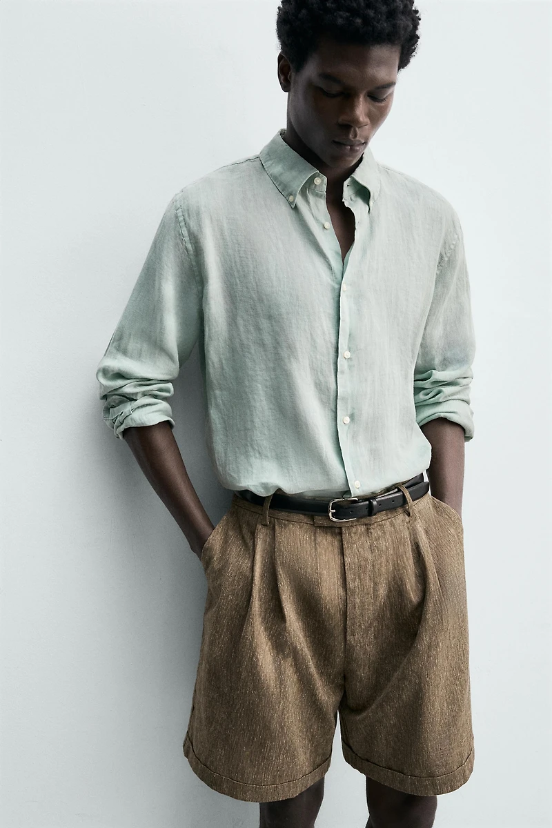 REGULAR FIT 100% LINEN SHIRT