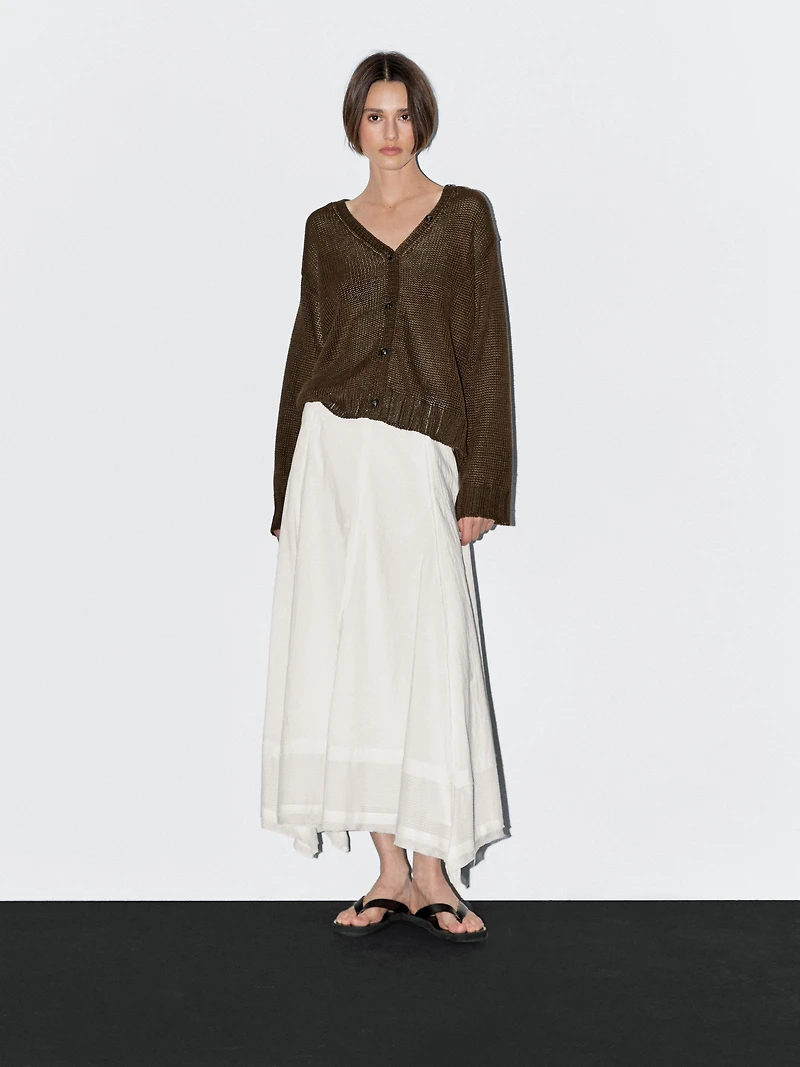 Linen knit cardigan with button details