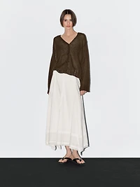 Linen knit cardigan with button details