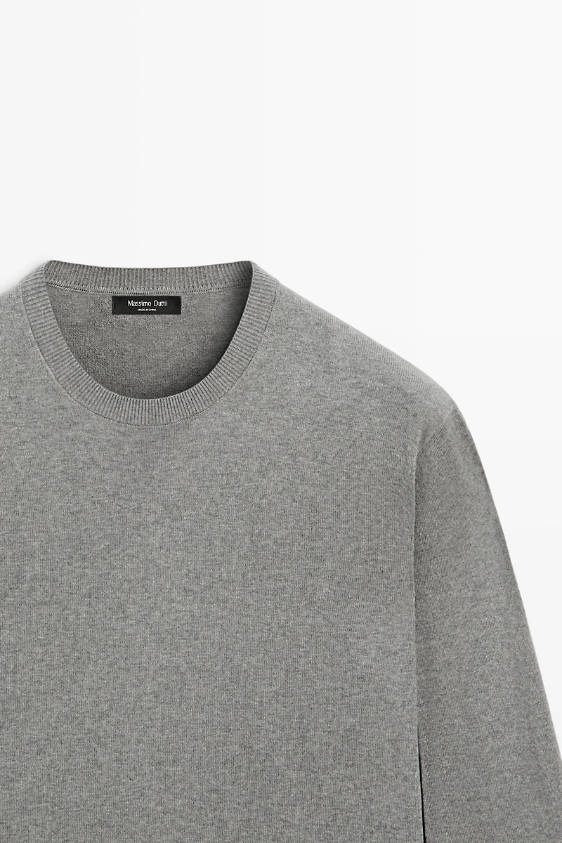 Cotton blend knit sweater
