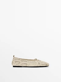 Lace-up printed ballet flats