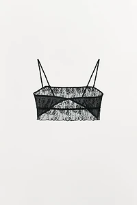 BRALETTE EN DENTELLE PLISSÉE BRODERIES FLEURS