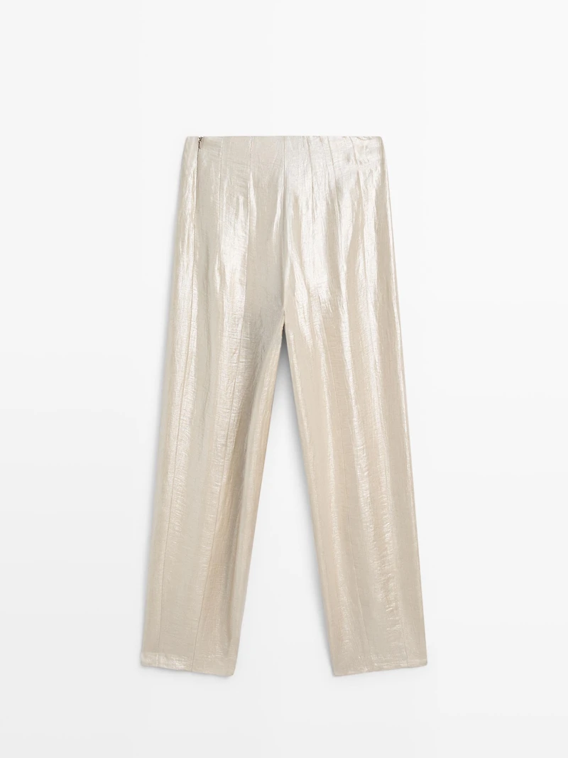 Flowing metallic linen trousers