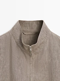 Veste bomber total look lin délavé