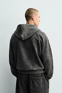SWEAT DÉLAVÉ ZIPPÉ À CAPUCHE