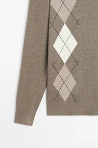 Argyle quarter-zip knit sweater