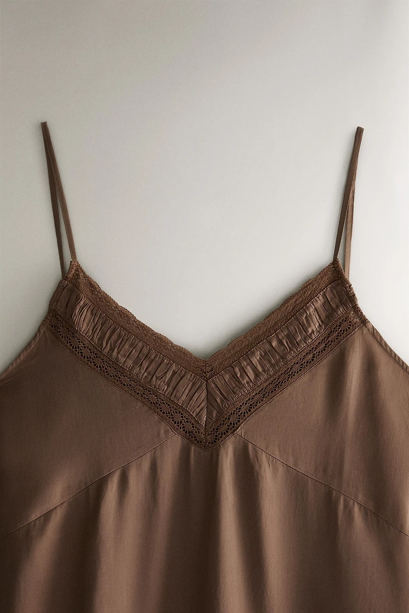 GATHERED SATEEN NIGHTGOWN