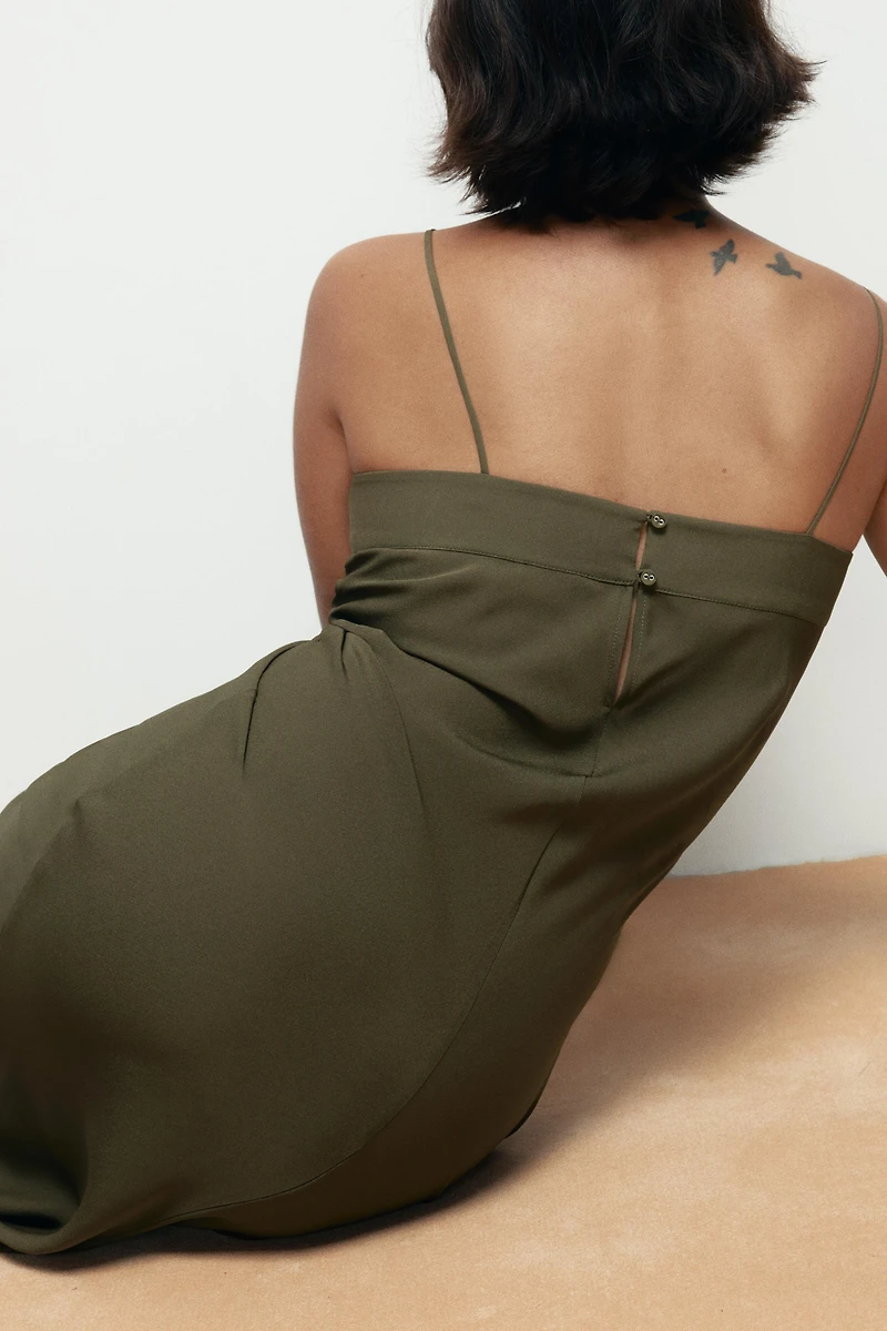 100% SILK STRAPPY MIDI DRESS