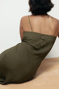100% SILK STRAPPY MIDI DRESS