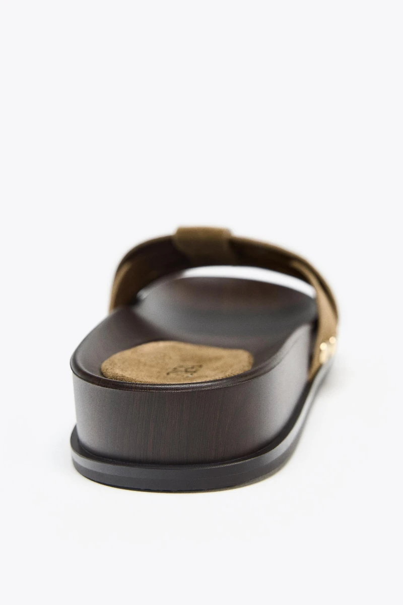 LEATHER PLATFORM SLIDES
