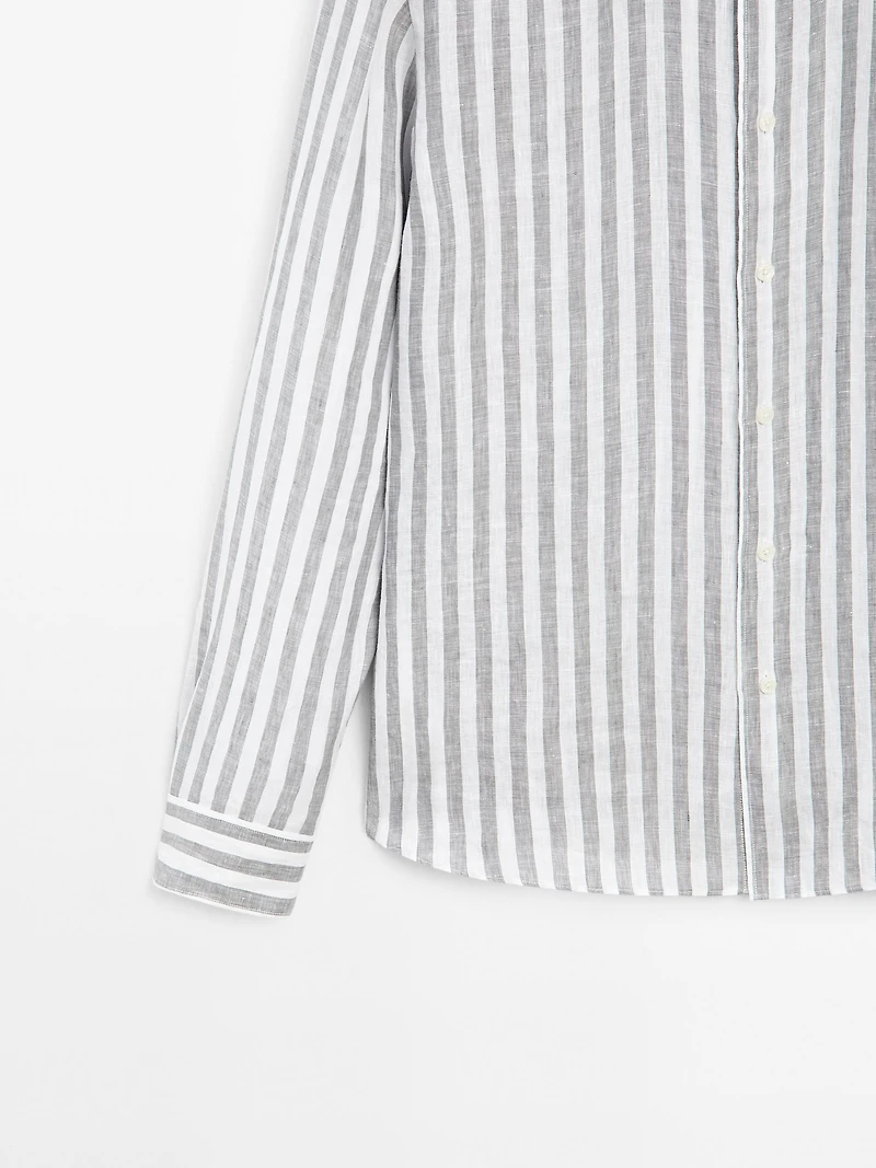 Regular-fit shirt with stand collar