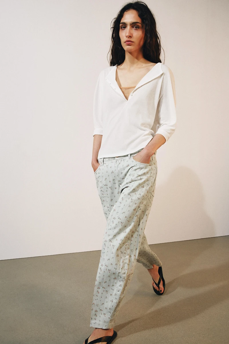 ZW COLLECTION HIGH RISE TAPERED FLORAL JEANS