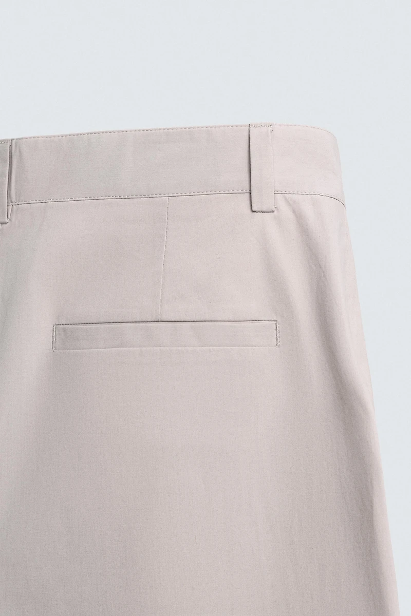 PLEATED POPLIN STRAIGHT FIT PANTS