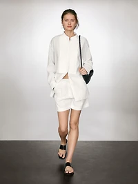 Linen blend shirt with thin pintucks