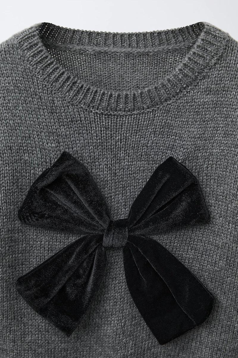 KNIT JUMPER WITH VELVET BOW