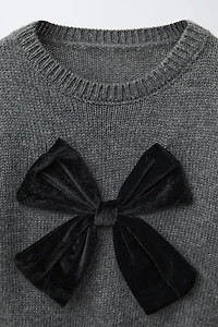 KNIT JUMPER WITH VELVET BOW