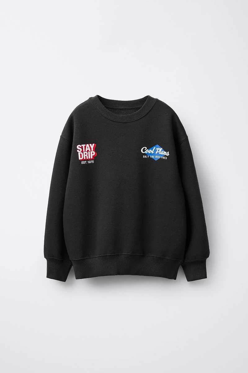RAISED TEXT SWEATSHIRT