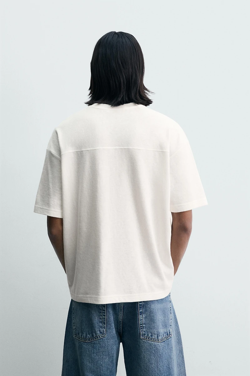 RELAXED FIT EMBROIDERED TEXT T-SHIRT