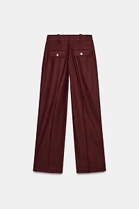 LINEN BLEND STRAIGHT LEG PANTS