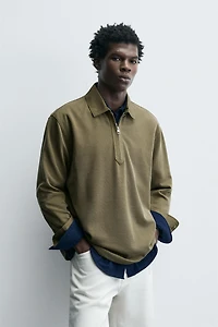WASHED TEXTURED PIQUÉ POLO SHIRT