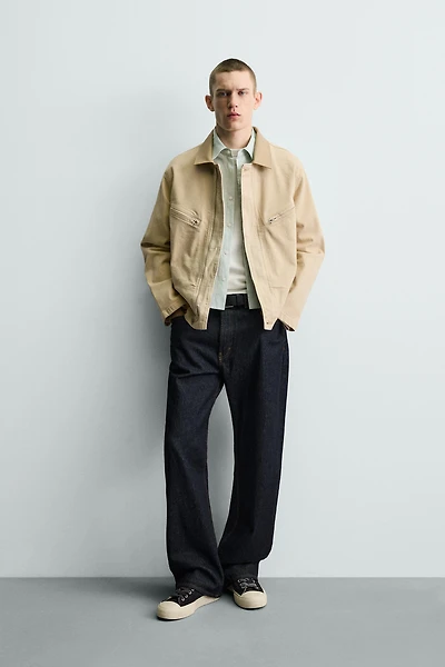 CONTRAST COLLAR DENIM JACKET