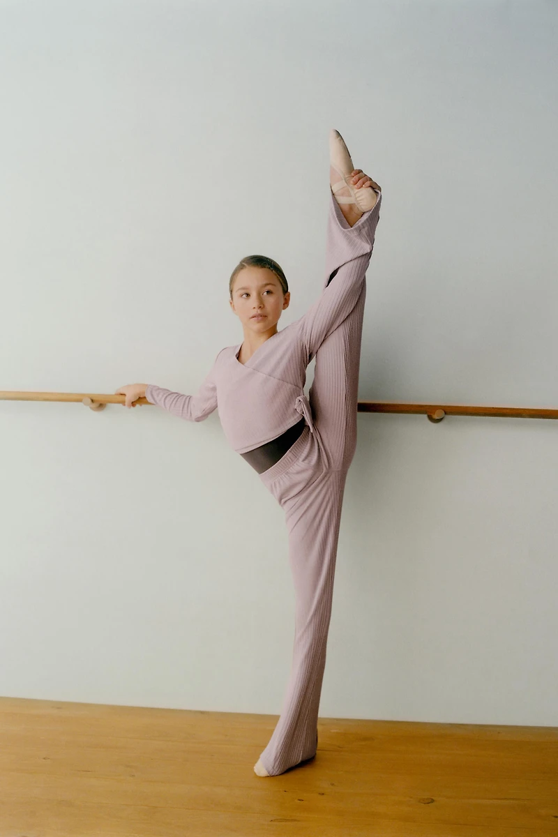 BALLET RIBBED WRAP TOP