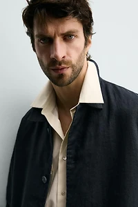 100% LINEN REGULAR FIT OVERSHIRT