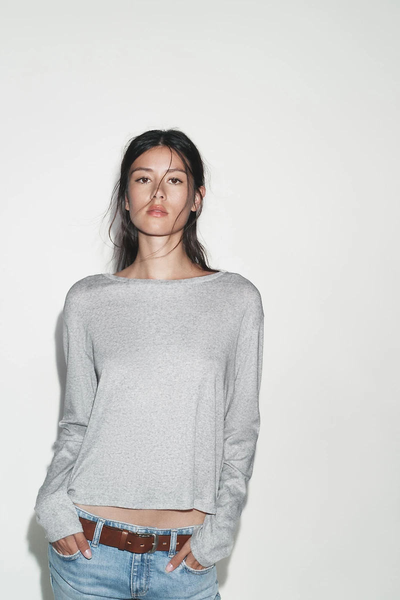 LONG SLEEVE BOAT NECK T-SHIRT