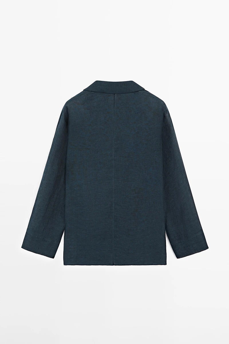 100% linen flowing collared blouse