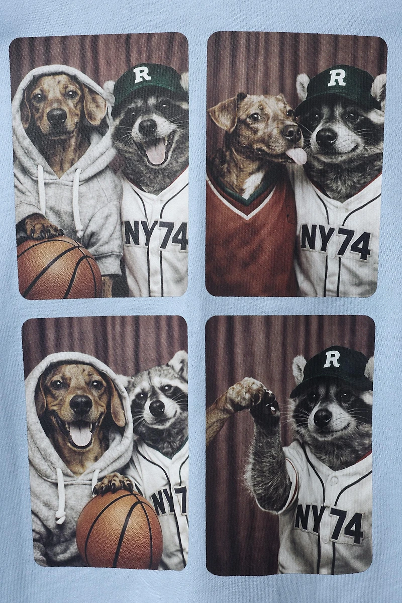 BASKETBALL ANIMALS PRINT T-SHIRT