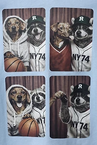 BASKETBALL ANIMALS PRINT T-SHIRT