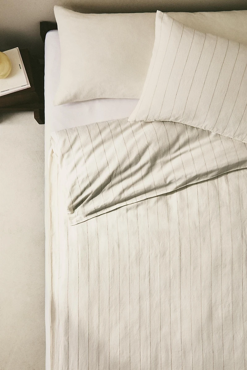 STRIPED COTTON LINEN DUVET COVER