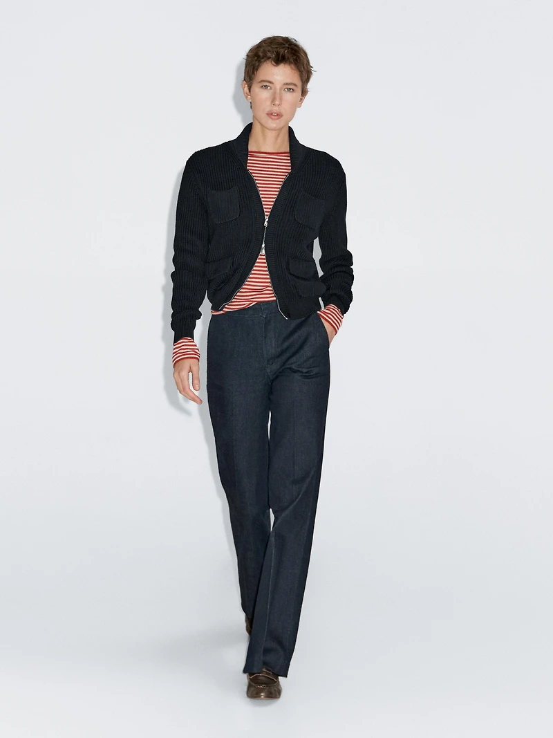 Zip-up knit cardigan