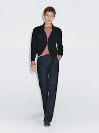 Zip-up knit cardigan