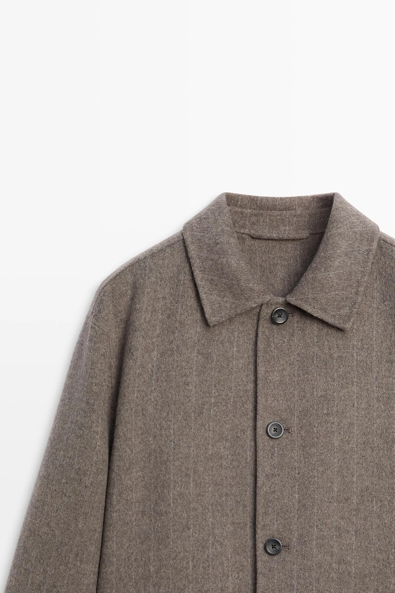 Striped double wool blend jacket