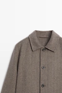 Striped double wool blend jacket