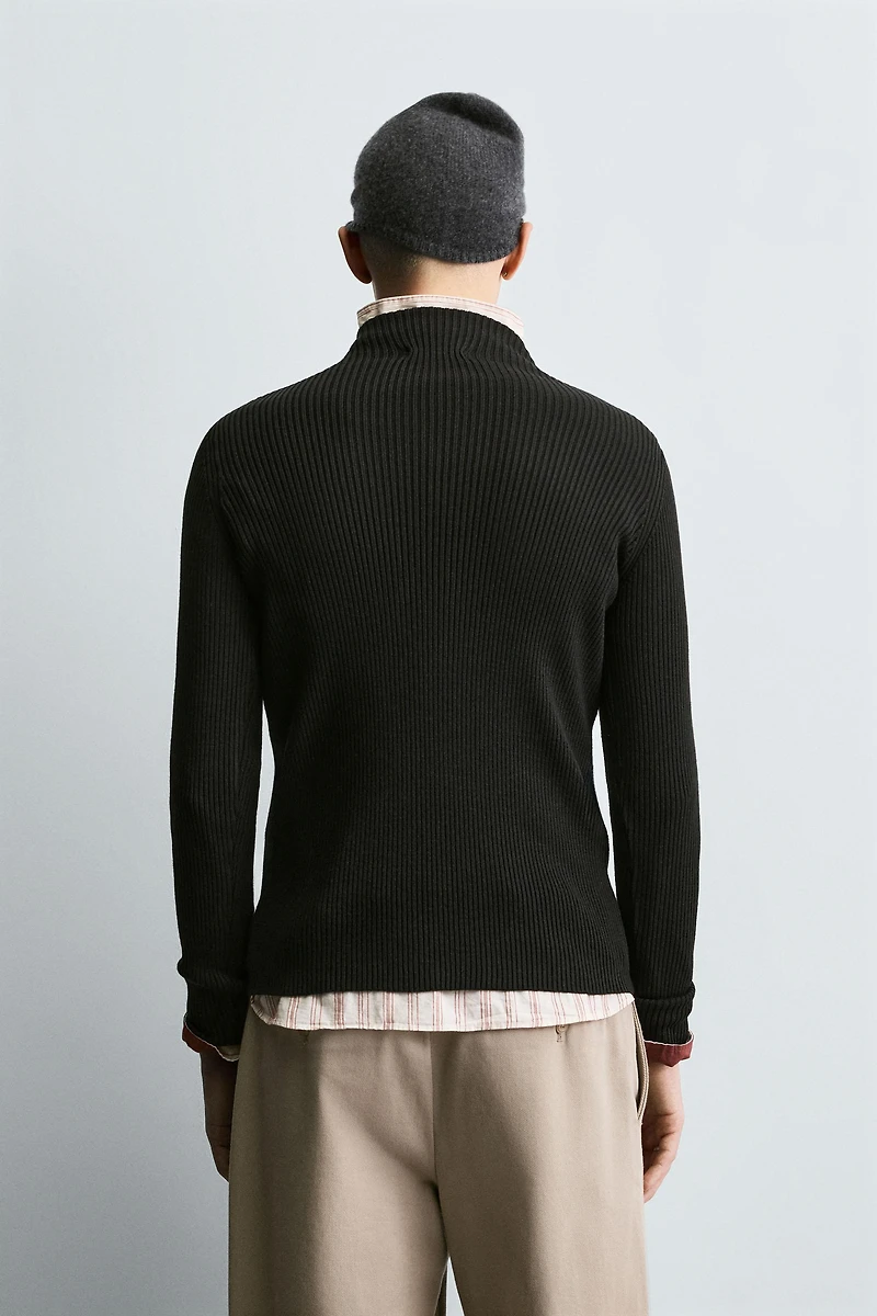 RIB MOCK NECK JUMPER