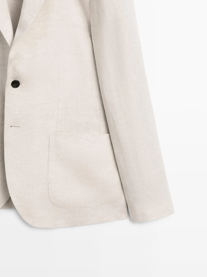 100% linen suit blazer with pocket details
