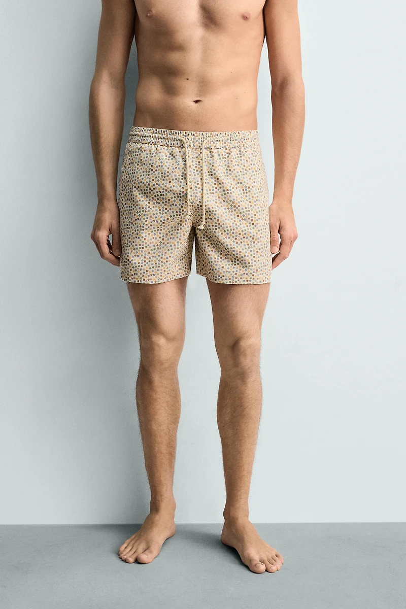 MID-LENGTH GEOMETRIC PRINT SWIMSUIT
